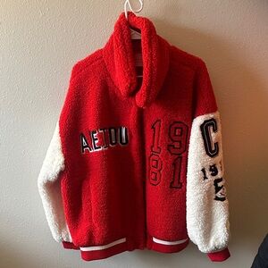 Red and White Women's Varsity Jacket